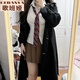 
Gebanya College Style JK Uniform Waist Long Sleeve Shirt Female Sexy Slim Design Top Autumn Set Long Sleeve Top + Black Skirt ++ Red Stripe Tie S