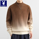 Playboy (PLAYBOY) 2025 new gradient sweater men's autumn and winter trendy and handsome bottoming new loose half turtleneck sweater LR9678 blue gray regular style XL recommended 130-150Jin Jin equals 0.5 kg