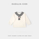 Dudujia College Style Boys T-shirt Spring Clothes Children Skin Friendly Casual Long Sleeve Girls Versatile Spring Shawl Collar Top Yellow Stripes 120