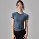 Quick-drying dry yoga clothes short-sleeved women's slim fit breathable sports tops running Pilates professional fitness clothes T black A style XL