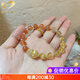 Gnomanman Brazilian Blonde Crystal Pixiu Bracelet Women's Gold Strawberry Crystal Lucky Crystal Bracelet Beads 6mm