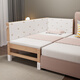 Customized beech children's bed spliced large bed with guardrail single girl's widened baby bedside solid wood crib with guardrails on both sides and no ladder + Class A pure cotton bedside 190x100cm