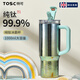 TOSC Special Pure Titanium Insulated Cup Large Capacity High-Looking Ice Cup Insulated Warm and Cold Double Drink Straw Cup Holiday Gift Gradient Gold and Blue 1000ml