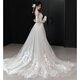 H-Ked Light Hochzeitskleid Braut Hauptgarn High-End französische Spitze trägerloser Fischschwanzausschleier Temperament Schwanzkleid weiß M.