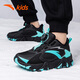 ANTA (ANTA) children's shoes, boys' shoes, sports shoes, warm plus velvet cotton shoes, autumn non-slip outdoor leisure sports snow boots for middle and large children, black/fluorescent aqua-4 35