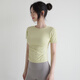 Tight women's top yoga short-sleeved women's pleated waist breathable quick-drying sports T-shirt summer slimming Pilates milk white S