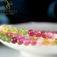 Yogurt Neon Natural Rainbow Tourmaline Jade Bracelet Women's Light Luxury 999 Jinfu Bracelet Beads 4mm