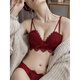 Victoria's Secret Sexy Secret Benmingnian Red Underwear Women's Small Breast Push-Up Bra Set Without Wires Anti-sagging Burgundy Set 75B (34)