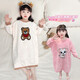 Girls autumn and winter flannel nightgown baby girl home clothes cute children girls coral velvet pajamas thickened sleeping bag off-white high density jacquard bear nightgown 90