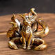 Huaiman pure brass fox ornaments small fox office living room desktop decoration tea pet car crafts copper seven-tailed fox (1 piece)