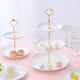 EEEZA Afternoon Tea Tableware European Three-Layer Dessert Plate Cake Plate Afternoon Tea Dessert Plate Living Room Household Candy Tray Rack Large, Medium and Small 3-tier_Embossed Disk Jinyaguan Free 5 Forks