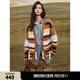 ELLE Retro Maillard Striped Knitted Cardigan Women's 2025 Winter New Plush Design Loose Sweater Striped S