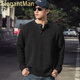 ElegantMan Henry Collar Sweater Men's Winter Heavyweight American Retro Thickened Warm Men's Loose Knitwear Autumn and Winter Black S _Suitable for 90-119Jin Jin is equal to 0.5 kg