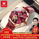 OLEVS Swiss certified brand watch women's mechanical watch fully automatic waterproof luminous women's watch hollow diamond trend watch OLEVS-6636-burgundy leather rose shell red face