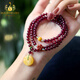 Bailuoqi Purple Teeth Black Garnet Bracelet Women's 108 Multi-circle Bracelet Chinese Valentine's Day Gift Beads 5mm Three Circles