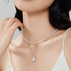 Wanfulong PT950 platinum necklace wave chain water shadow series plain chain M buckle versatile high-end platinum necklace women's PT950 bungee transfer bead necklace -43cm about 2.48g