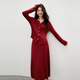 Qiushui Yiren New Year's jersey classic fashion temperament simple two-piece set 2025 atmospheric urban red suit Christmas red deep red L