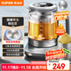 SUPOR pure titanium health kettle, glass panel kettle, 316L stainless steel constant temperature tea maker, enlarged filter, electric kettle with multi-stage heat preservation 1.5L SW-15YJ55