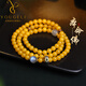 Yogurt Guanxi Natural Chicken Fat Yellow Beeswax Bracelet Twelve Zodiac Signs 108 Buddha Beads Bracelet Men's and Women's Jewelry Native Buddha Heart Mantra (Sheep Monkey) Beads 8mm Four Circles