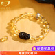 Gernomanne Golden Pixiu Brazilian Citrine Bracelet Lucky Crystal Bracelet Exquisite Gift for Men and Women Beads 8mm