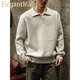 ElegantMan shirt collar sweater for men in autumn and winter Korean style soft waxy Henry collar sweater men's new polo collar coat floral gray M _ Suitable for -125Jin Jin equals 0.5kg