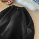 Foss Phil American solid color Henry collar sweater men's winter loose casual sweater top Q7142 black XL