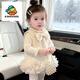 G.duck little yellow duck girl's small fragrant style vest dress winter wear 2025 new one-year-old dress skirt baby girl princess skirt plus velvet small fragrant style plus velvet vest dress 90 cm