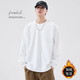 Foss Phil trendy brand T-shirt men's autumn and winter solid color versatile pure cotton long-sleeved sweatshirt casual top bottoming FPCT6 white L