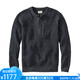 L.L.Bean Men's Sweater Waffle Henry Shirt Autumn and Winter Warm, Soft and Comfortable Middle-aged and Old Dad Pullover Fashion Black Faded Black S Suitable for Net Bust 97-105CM