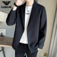 AX Armani's new light luxury handsome suit men's spring business casual suit jacket Korean style trendy single suit gam-K055 solid color single button small suit black M