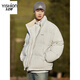 YISHion 2025 Autumn and Winter New Short Down Jacket Men's American Stand Collar Thickened Warm Bread Jacket Japanese Boys Jacket GY7185 Silver Fish White 2XL Down Filling 253.8g