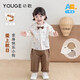 YOUGE infant and toddler autumn new retro British lapel puppy shirt skin-friendly long-sleeved children's top warm coffee color 80 cm
