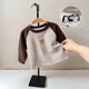 Xiaohongshu popular baby clothes, versatile long-sleeved cartoon striped spring and autumn round neck T-shirt, fashionable baby casual 230 brown cm 66