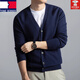 TOME BORNEK high-end 100% pure wool cardigan men's V-neck autumn and winter middle-aged sweater jacket business casual knitted bottoming shirt navy blue XL recommended 140-155Jin Jin equals 0.5 kg