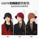 GEFWEIMKL Merino wool octagonal hat for women in autumn and winter solid color peaked hat, fashionable and versatile, warm and velvet pleated woolen hat, black, one size fits all 56-60cm