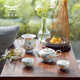 Yongfengyuan (auratic) Moon Time 8/9 ceramic embossed tea set housewarming gift ladies gift box 8 teapot set