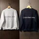 Calvin Klein Jeans embossed long-sleeved 25 printed embroidered new sweatshirt pure cotton loose versatile versatile pullover top for men and women trendy style white M recommended 100-120Jin Jin equals 0.5 kg