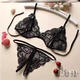 JLINI sexy open panties, passionate and convenient to wear underwear, no need to take off thong, black bra_open panties M