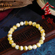 La Yun Feiyin natural beeswax bracelet Russian material demon flower gold porcelain white amber bead bracelet old beeswax women's high-end gift beeswax bracelet