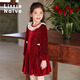 Little Naive children's sparkling velvet dress autumn and winter girls' velvet one-year-old dress princess dress berry red 120