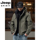 JEEP SPIRIT Workwear Jacket Down Jacket Men's Winter Thickened 2025 New Men's Short Loose Hooded Warm Jacket Army Green 2XL 160-175Jin Jin is equal to 0.5 kg