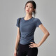 Quick-drying dry yoga clothes short-sleeved women's slim fit breathable sports tops running Pilates professional fitness clothes T black A style XL