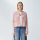Enpaiya 2025 cashmere tweed yarn small fragrance sweater cardigan short coat for women pink S