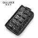 OULUOER crocodile leather key bag men's large capacity genuine leather truck bag car keychain multi-function zipper key bag black belly