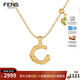 FENS Jewelry 18K Gold Necklace Women's Letter Chain Gemstone Colored Gold Chain Birthday Gift Letter C 18K Gold 1.0 Gemstone Letter Chain