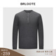Brloote Men's Sweater Light Luxury Brand Solid Color Henley Collar Sweater Men's Autumn and Winter New Casual Warm Pullover Sweater Gray 2XL (185/104A)