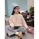 G.duck Girls' Sweater Autumn and Winter 2025 New Style Children's Sweater Big Children's Winter Sweater One-piece Velvet Thickened Khaki 160 cm