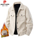 Pierre Cardin work jacket men's autumn and winter trendy casual lapel thickened corduroy jacket men's clothing beige XL