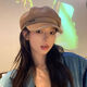 Really octagonal hat-like autumn and winter peaked cap for women Korean version versatile British painter beret showing face little painter hat black