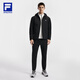 FILA Official Men's Cotton Clothes 2026 Spring New Fitness Sports Simple Loose Warm Hooded Jacket Dark Black-BK L 175/96A/L